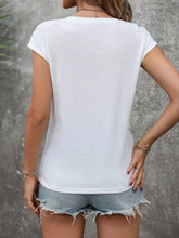 Women's White V-Neck Polyester T-Shirt