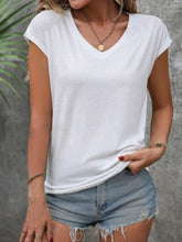 Women's White V-Neck Polyester T-Shirt
