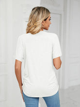 Womens White V Neck Short Sleeve T Shirt Rayon Blend