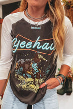 Womens Yeehaw Graphic Tee and Jeans Western Outfit Coffee Brown