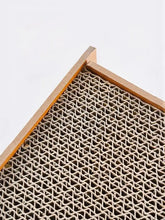 Brown corrugated paper cat scratching post with wooden frame