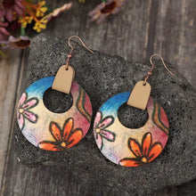 Wooden Flower Round Shape Earrings Earrings