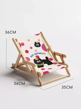 Wooden pet deck chair with pink polka dot cat fabric seat