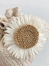 Woven Drawstring Purse with Floral Embellishment Shoulder Bags