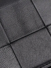 Black textured woven quilted leather of Woven Leather Card Case