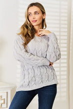 Woven Right Cable-Knit Hooded Sweater Light Gray Sweater Pullovers