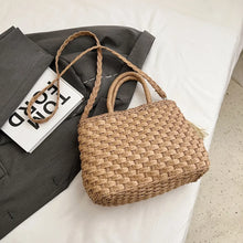 Woven Straw Tote Bag with Braided Strap and Tassel