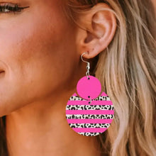 Hot pink Xylem Leopard dangle earrings in leopard print