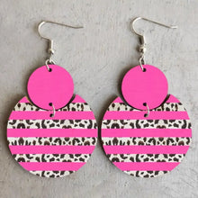 Xylem Leopard dangle earrings in pink and leopard print pairs