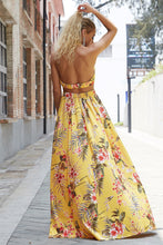 Yellow Floral Halter Maxi Dress