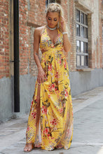 Yellow Floral Halter Maxi Dress