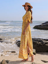 Yellow Floral Print Viscose Maxi Dress