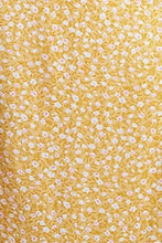 Yellow floral printed square neck smocked maxi dress fabric