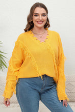 Yellow Fringe Sweater Long Sleeve Pullover for Women Banana Yellow