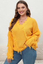 Yellow Fringe Sweater Long Sleeve Pullover for Women