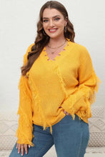 Yellow Fringe Sweater Long Sleeve Pullover for Women Sweater Pullovers