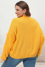 Yellow Fringe Sweater Long Sleeve Pullover for Women