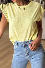 Yellow Lace Sleeve Women’s T-Shirt Woman T Shirts