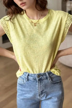 Yellow Lace Sleeve Women’s T-Shirt Woman T Shirts