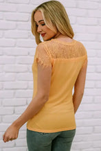 Yellow Lace Trim Semi-Sheer Top for Women Woman T Shirts