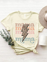 Yellow Mama T Shirt with Leopard Print Lightning Bolt and Sunglasses Design Cream