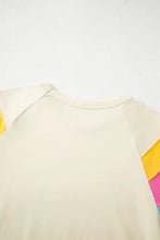 Yellow T Shirt with Color Block Stitched Sleeve for Women Woman T Shirts
