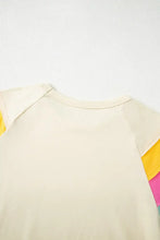 Yellow T Shirt with Color Block Stitched Sleeve for Women Woman T Shirts
