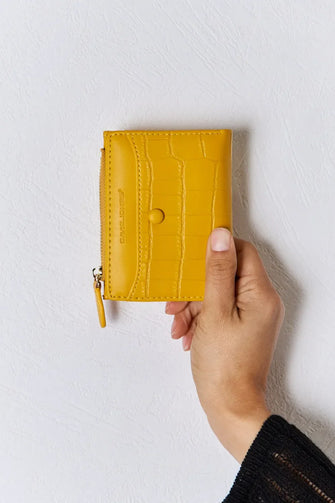 Yellow Texture PU Leather Mini Wallet YELLOW One Size