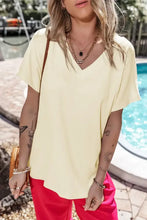 Yellow V-Neck Casual Top for Women Light Yellow Woman T Shirts