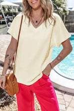 Yellow V-Neck Casual Top for Women Woman T Shirts