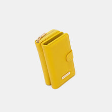 Yellow Vegan Leather Zip Wallet with Phone Case and Wrist Strap