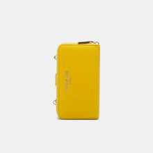 Yellow Vegan Leather Zip Wallet with Phone Case and Wrist Strap