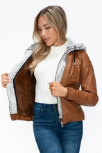 YMI Faux Layered Double-Zipper Jacket with Fuzzy Hood Woman Outerwear