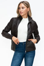 YMI Faux Layered Double-Zipper Jacket with Fuzzy Hood Woman Outerwear