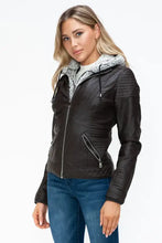 YMI Faux Layered Double-Zipper Jacket with Fuzzy Hood Woman Outerwear