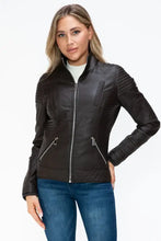 YMI Faux Layered Double-Zipper Jacket with Fuzzy Hood Woman Outerwear
