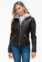 YMI Faux Layered Double-Zipper Jacket with Fuzzy Hood Woman Outerwear
