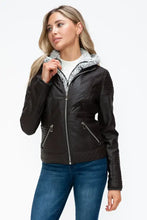 YMI Faux Layered Double-Zipper Jacket with Fuzzy Hood Woman Outerwear