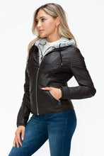 YMI Faux Layered Double-Zipper Jacket with Fuzzy Hood Woman Outerwear