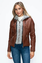 YMI Faux Layered Double-Zipper Jacket with Fuzzy Hood Woman Outerwear