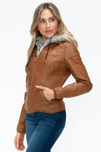 YMI Faux Layered Double-Zipper Jacket with Fuzzy Hood Woman Outerwear