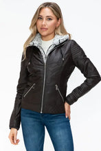 YMI Faux Layered Double-Zipper Jacket with Fuzzy Hood Woman Outerwear