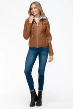 YMI Faux Layered Double-Zipper Jacket with Fuzzy Hood Woman Outerwear