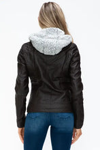 YMI Faux Layered Double-Zipper Jacket with Fuzzy Hood Woman Outerwear