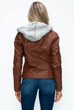 YMI Faux Layered Double-Zipper Jacket with Fuzzy Hood Woman Outerwear