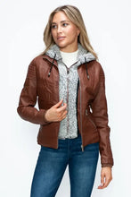 YMI Faux Layered Double-Zipper Jacket with Fuzzy Hood Woman Outerwear