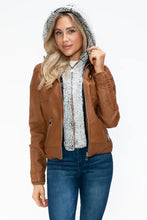 YMI Faux Layered Double-Zipper Jacket with Fuzzy Hood Woman Outerwear