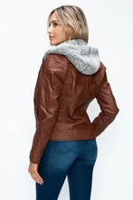 YMI Faux Layered Double-Zipper Jacket with Fuzzy Hood Woman Outerwear