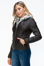 YMI Faux Layered Double-Zipper Jacket with Fuzzy Hood Woman Outerwear