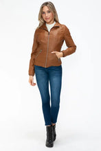 YMI Faux Layered Double-Zipper Jacket with Fuzzy Hood Woman Outerwear